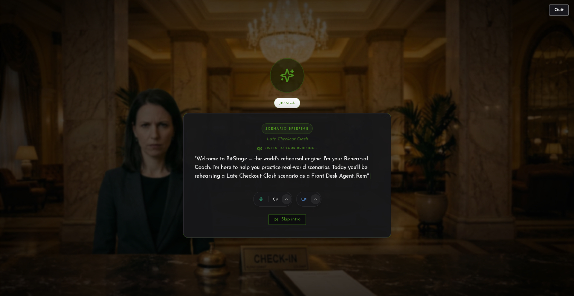 Scenario briefing screen